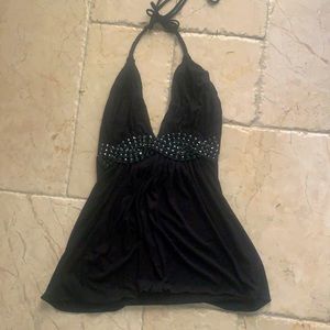 Sky Black Top with Rhinestone Detail $159